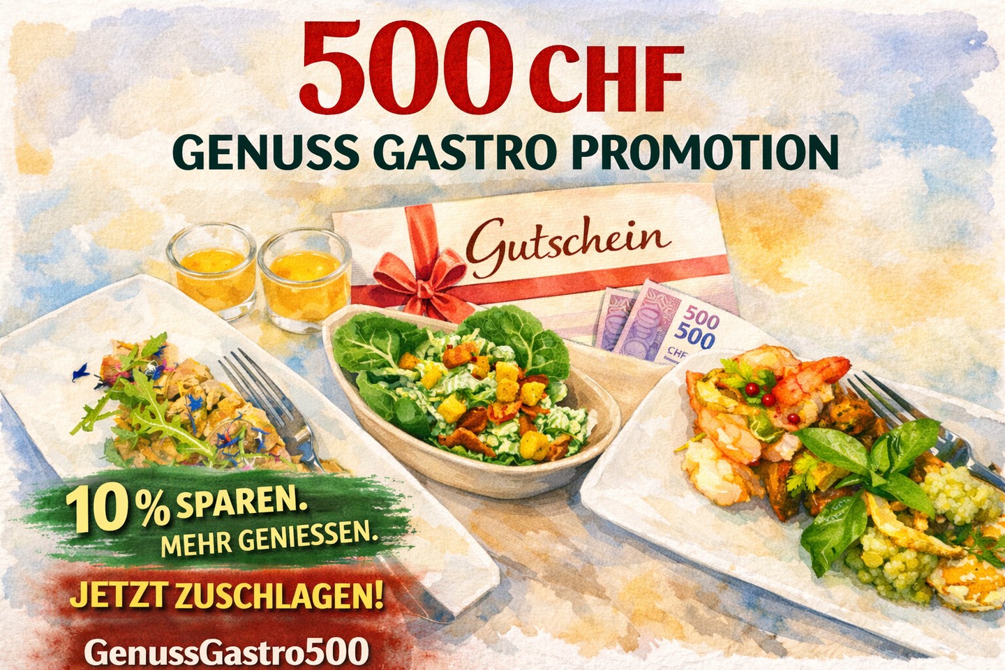 10% sparen. Mehr geniessen. 💥Sichern Sie sich jetzt Ihren 500 CHF Gutschein und erleben Sie kulinarische Highlights in all unseren Restaurants.✔️ Flexibel einlösbar✔️ Mehrfach nutzbar✔️ Perfekt zum Verschenken👉 Jetzt zuschlagen:Code: GenussGastro500https://shop.e-guma.ch/genuss-gastro.plus/de/gutscheine?promocode=GenussGastro500#angebot #gutschein #rabatt #essenmitfreunden #genuss #restaurantgutschein #jetztzugreifen