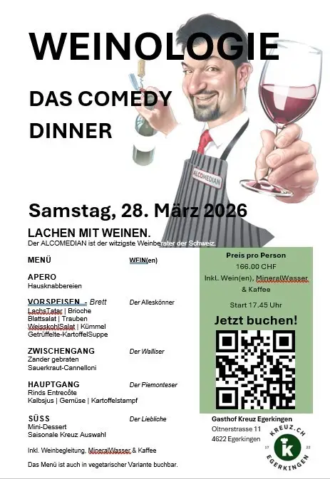 Last Minute! Wir hätten da noch ein paar freie Zimmer… also, falls ihr merkt, dass Heimfahren völlig überbewertet wird: Bleibt doch einfach hier und lasst den Abend gemütlich (oder weinselig) im Kreuz ausklingen! Für alle Hobby Weinprofessor:innen gibt’s unsere exklusive „Ich-bleib-jetzt-einfach“-Pauschale. Für zwei Personen: Alcomedian-Pauschale & Übernachtung im Doppelzimmer CHF 420.00 #LastMinuteStay #BleibtDochDa #WeinologeOnTour #SpontanÜbernachten #WeinMachtWohnhaft #KreuzMomente #EgerkingenGeniesst #NichtHeimfahren #WeinUndBleiben #SpontanIstImmerGut #ÜbernachtungMitWeinwissen #KreuzEgerkingen #Hotelzimmer #Alcomedian