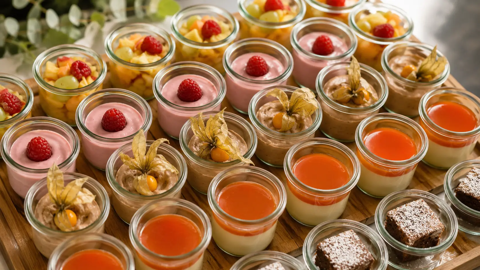 Flying Menü im Gasthof Kreuz Egerkingen – Dessert-Gläschen mit Panna Cotta und Früchten